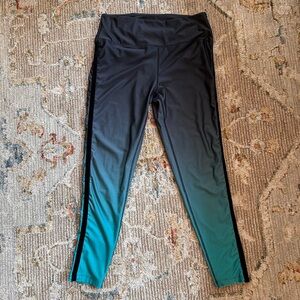 BCBG Black and Teal Activewear Leggings